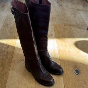 Dark Brown Leather campus Boots Italian made Riding knee high
